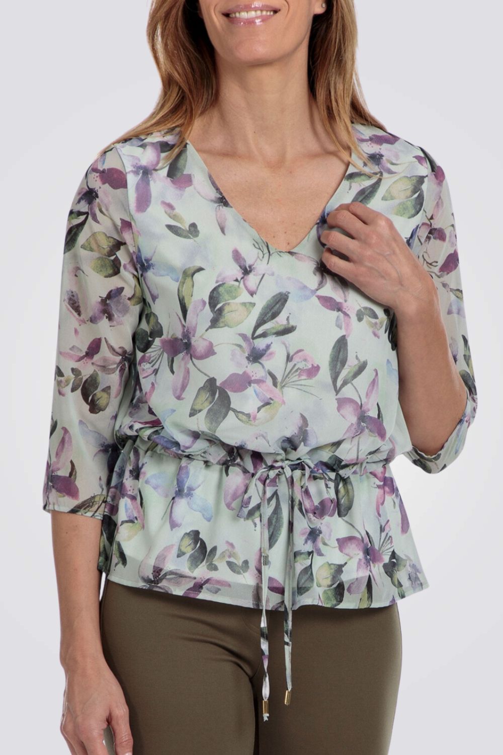 PUNT ROMA - חולצת הדפס פרחים בצבע ירוק - MASHBIR//365