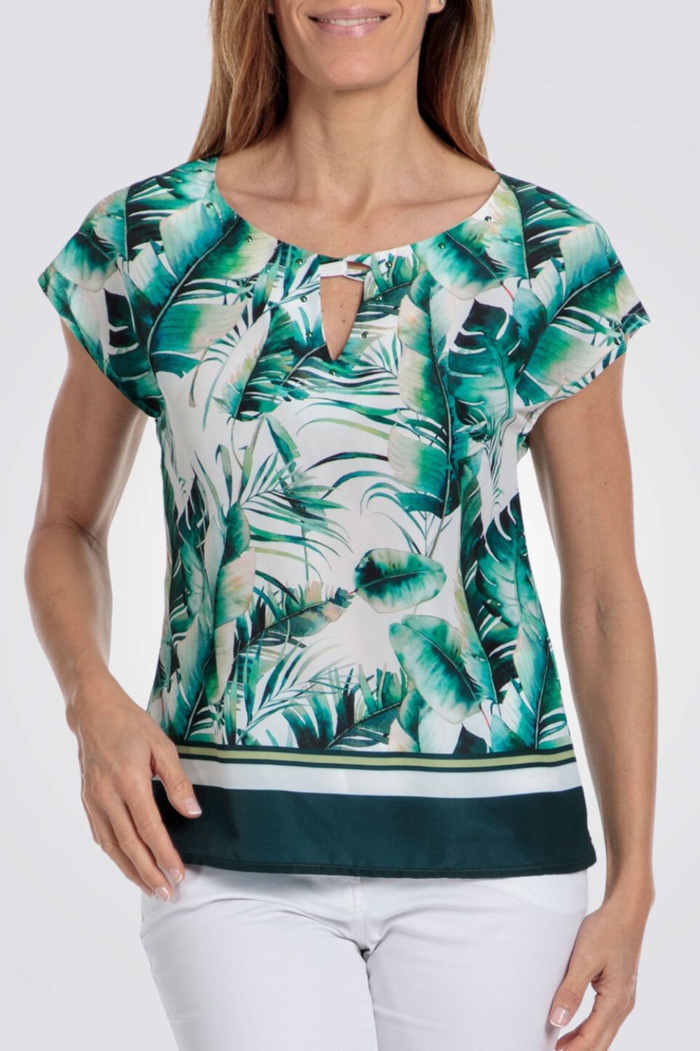 PUNT ROMA - חולצת הדפס טרופית בצבע ירוק - MASHBIR//365