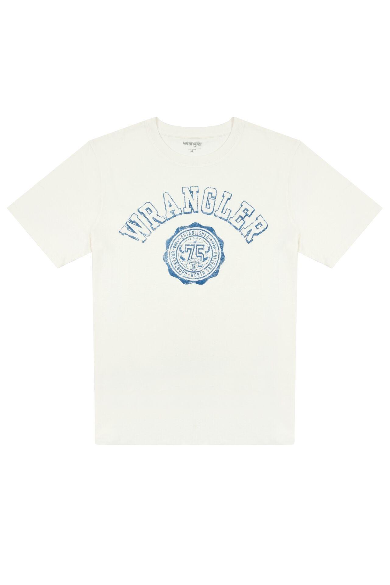 WRANGLER - חולצת טי COLLEGIATE בצבע אוף וויט - MASHBIR//365