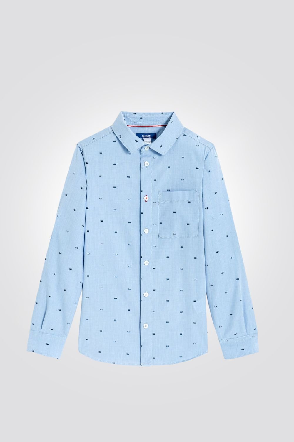 OKAIDI - חולצת ילדים מכופתרת הדפס קווים על תכלת - MASHBIR//365