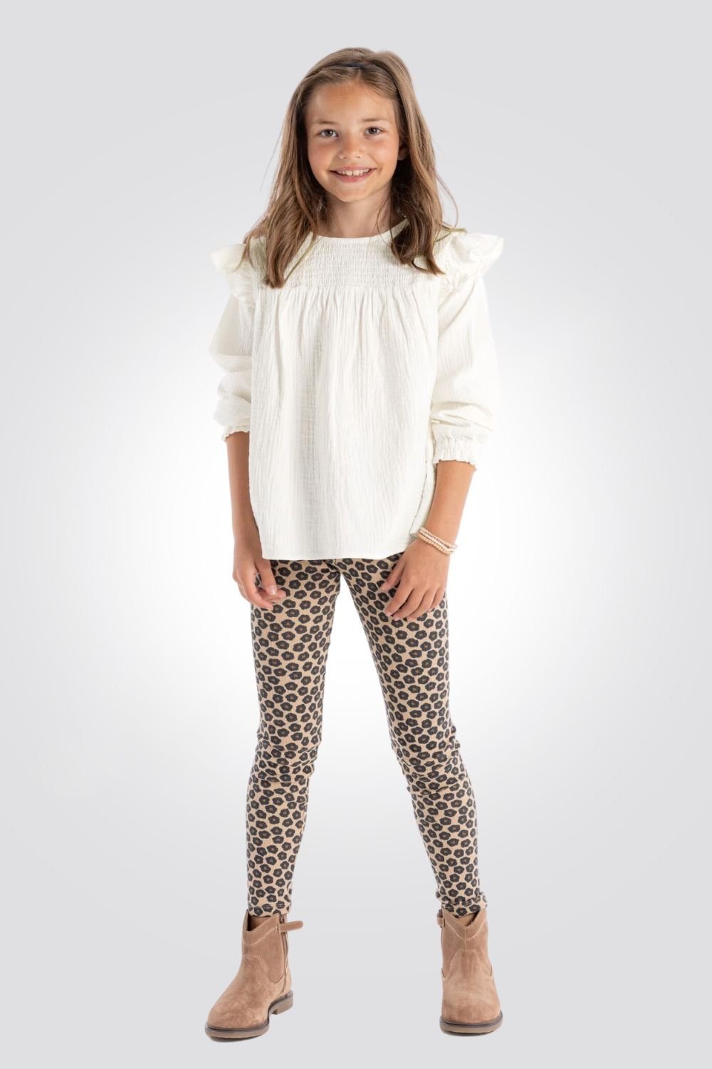 OKAIDI - חולצת ילדות שרוול ארוך בצבע שמנת - MASHBIR//365