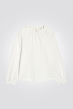 OKAIDI - חולצת ילדות שרוול ארוך בשמנת עם צאוורון וולן גבוה - MASHBIR//365