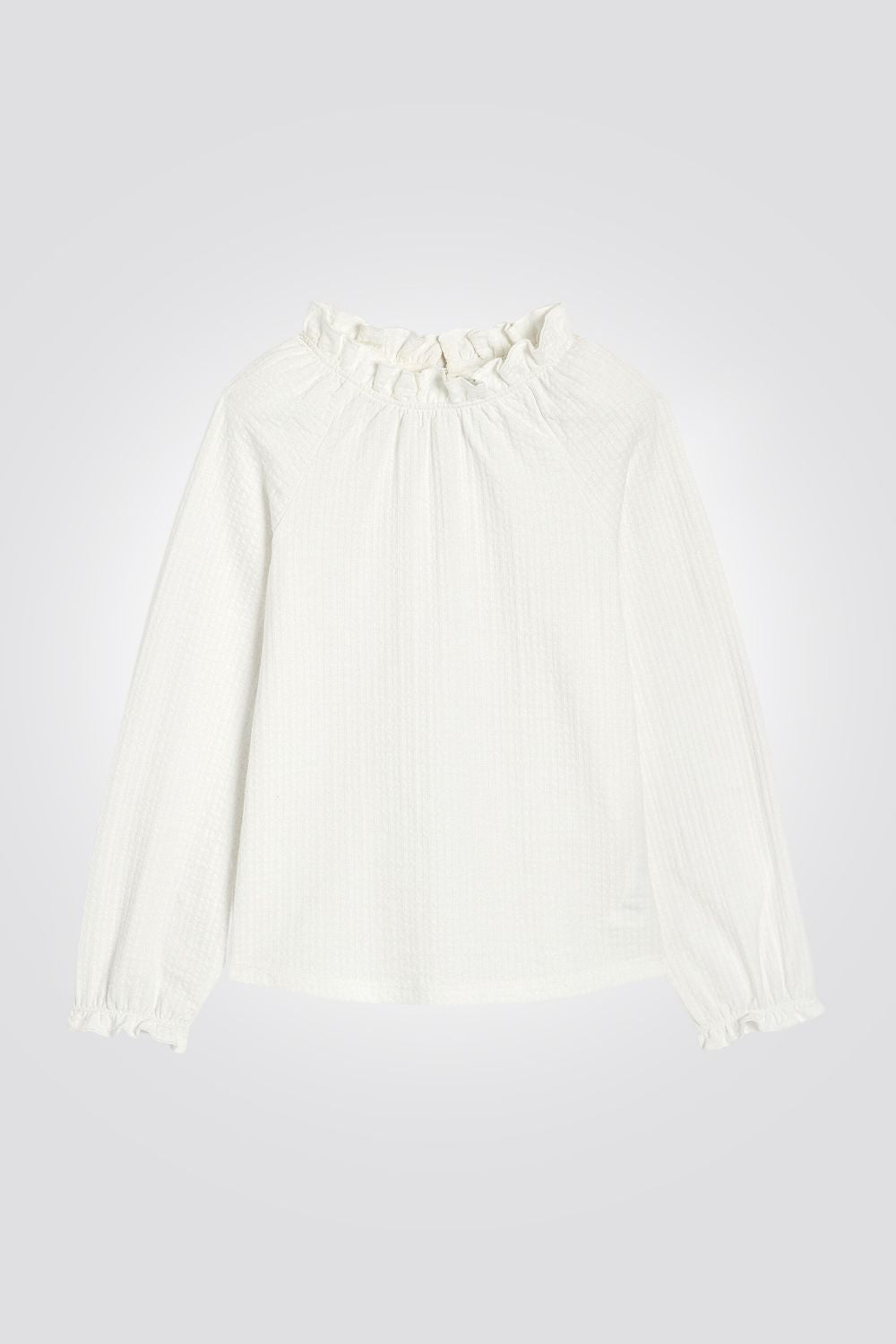 OKAIDI - חולצת ילדות שרוול ארוך בשמנת עם צאוורון וולן גבוה - MASHBIR//365