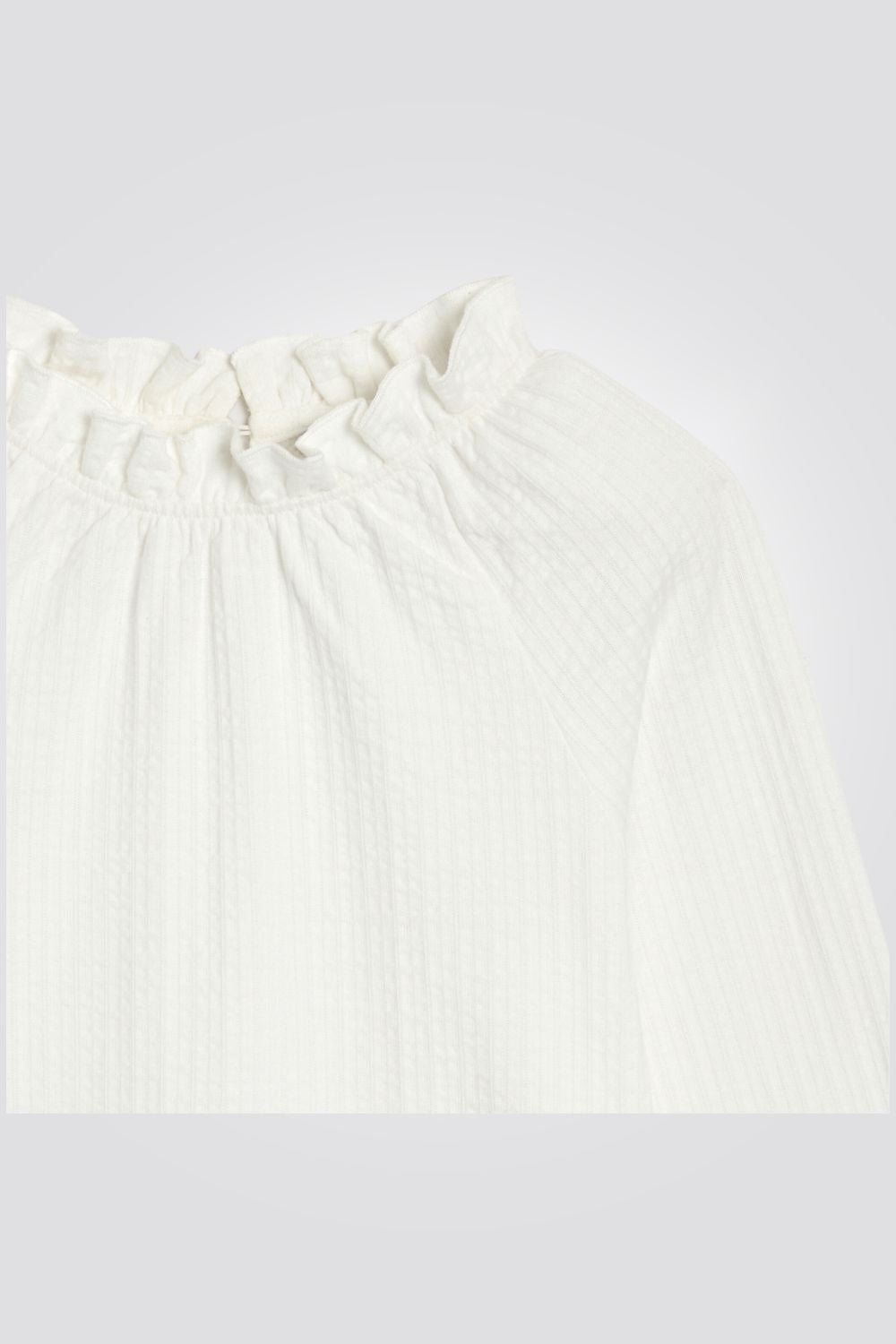 OKAIDI - חולצת ילדות שרוול ארוך בשמנת עם צאוורון וולן גבוה - MASHBIR//365