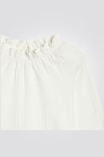 OKAIDI - חולצת ילדות שרוול ארוך בשמנת עם צאוורון וולן גבוה - MASHBIR//365