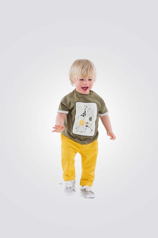 OBAIBI - חולצת חיות ירוק זית תינוקות - MASHBIR//365