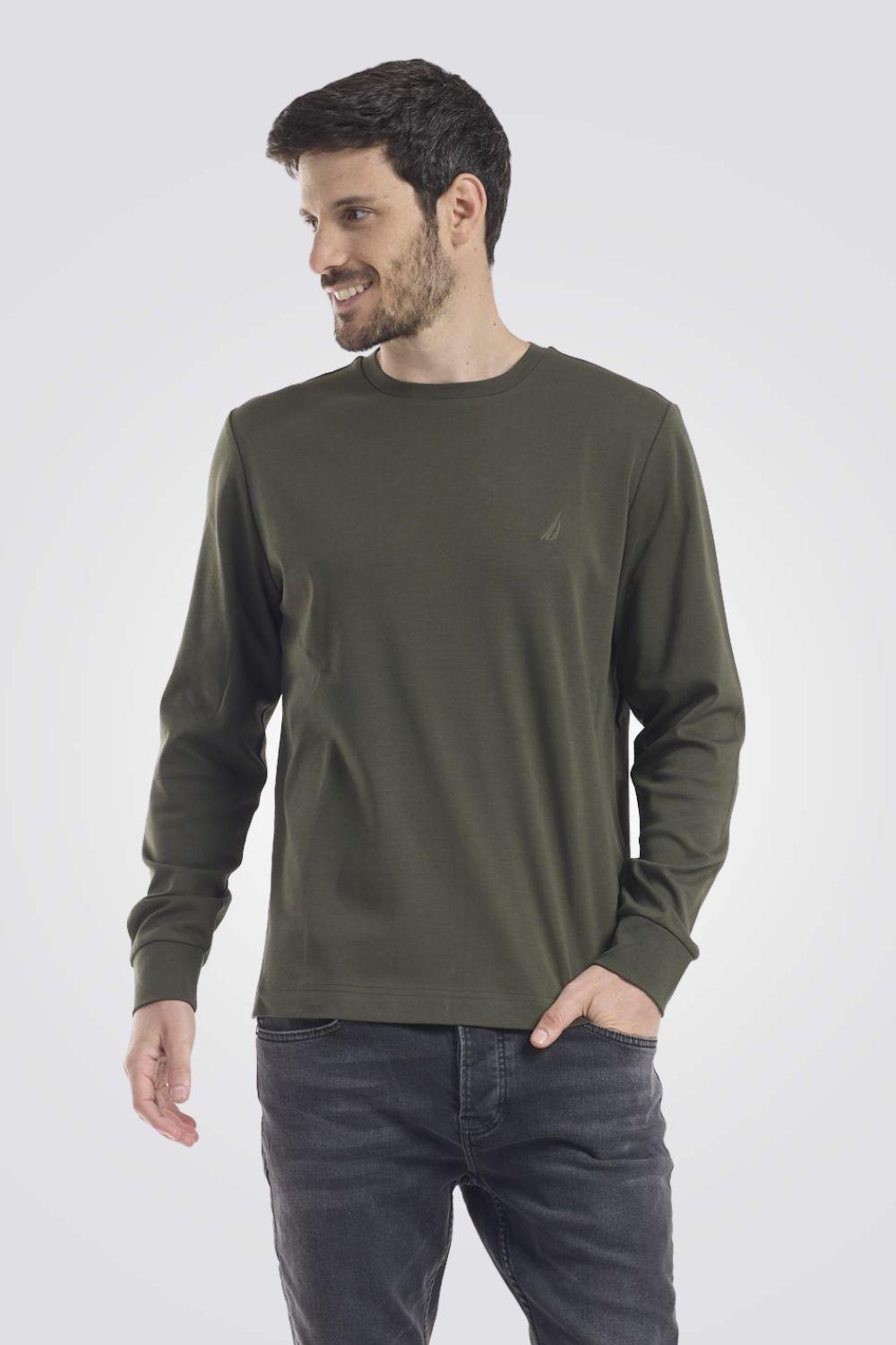 NAUTICA - חולצת לוגו בצבע ירוק זית - MASHBIR//365