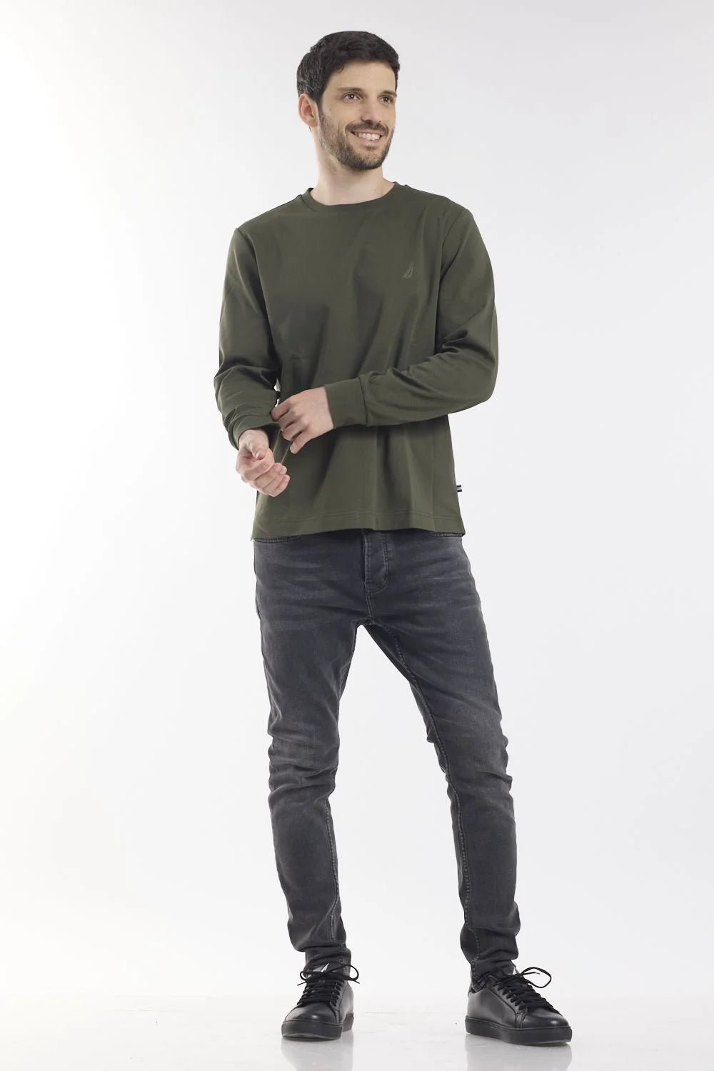 NAUTICA - חולצת לוגו בצבע ירוק זית - MASHBIR//365