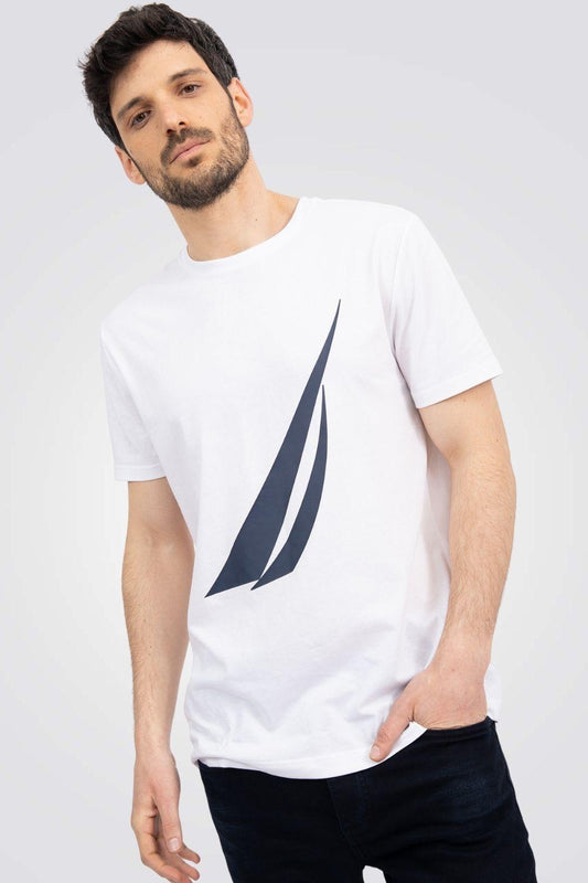 NAUTICA - חולצת לוגו בצבע לבן - MASHBIR//365
