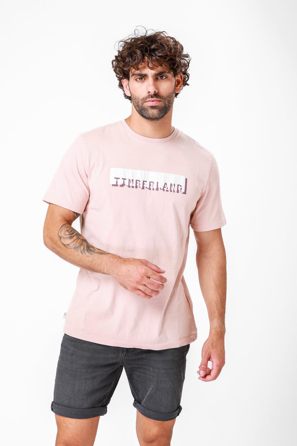 TIMBERLAND - חולצת לוגו לינארית ורודה - MASHBIR//365