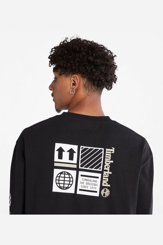 TIMBERLAND - חולצת לוגו שרוול ארוך בצבע שחור - MASHBIR//365