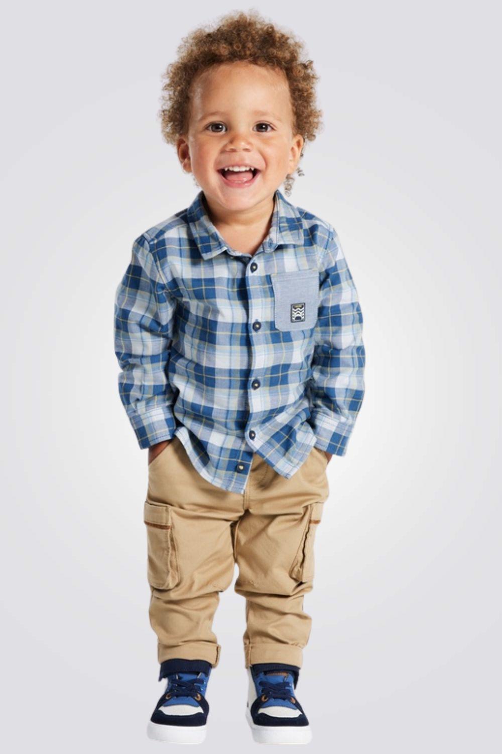 OBAIBI - חולצת משבצות בצבע כחול לתינוקות - MASHBIR//365