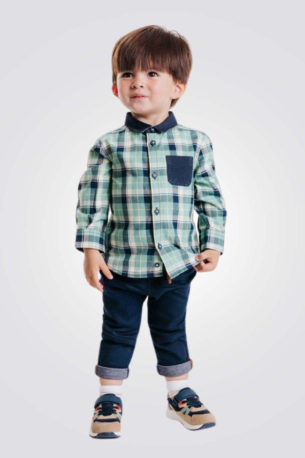 OBAIBI - חולצת משבצות ירוקה לתינוקות - MASHBIR//365