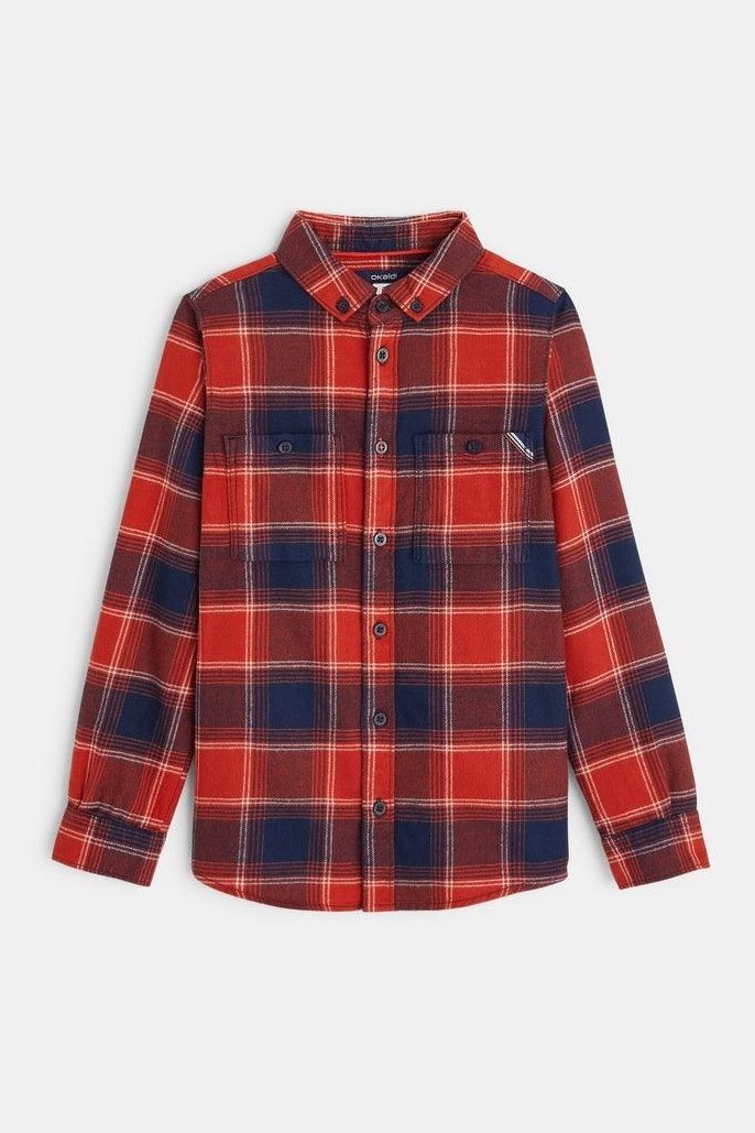 OKAIDI - חולצת משבצות קלאסית בצבע כתום לילדים - MASHBIR//365