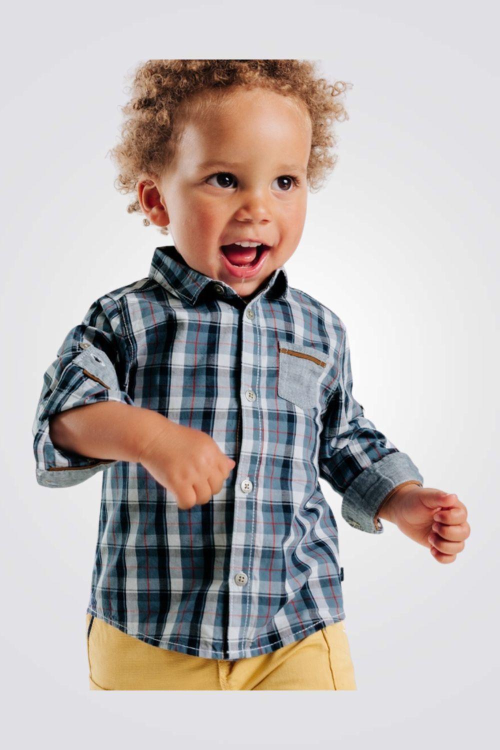 OBAIBI - חולצת משבצות כחולה לתינוקות - MASHBIR//365