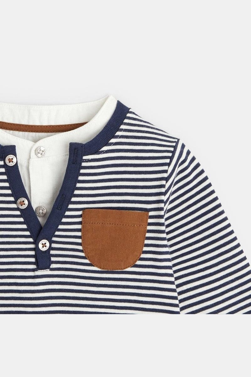 OBAIBI - חולצת טריקו פסים בצבע כחול לתינוקות - MASHBIR//365