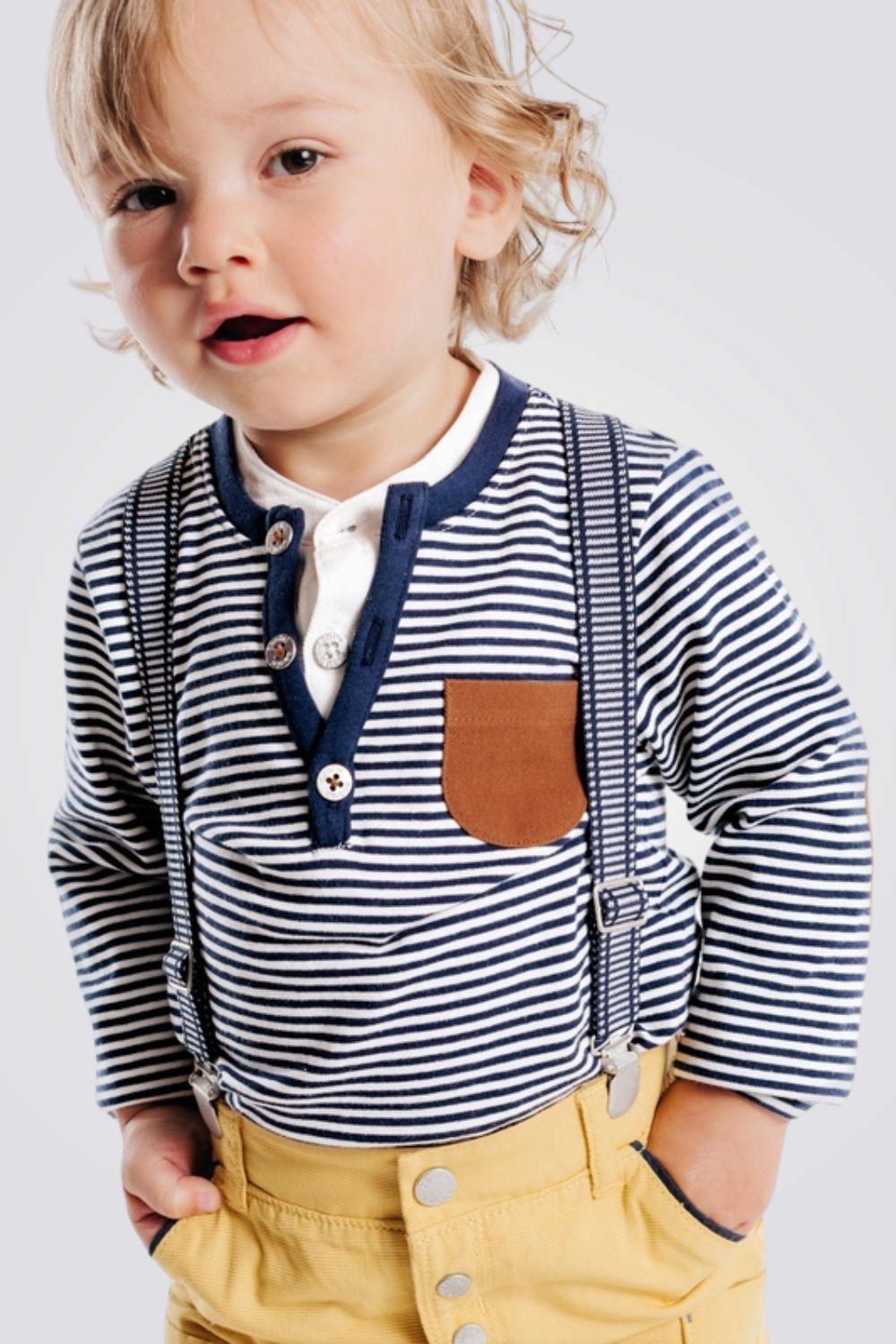 OBAIBI - חולצת טריקו פסים בצבע כחול לתינוקות - MASHBIR//365