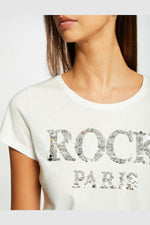 MORGAN - חולצת טריקו הדפס פייטים כסוף - MASHBIR//365