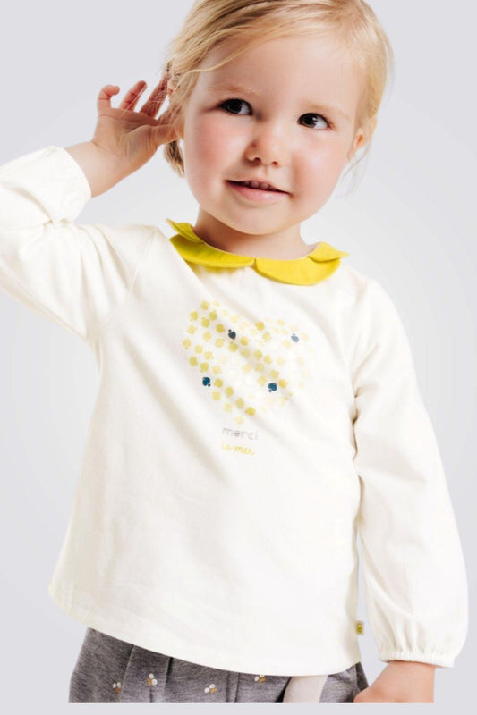 OBAIBI - חולצת טריקו צהובה עם הדפס לב לתינוקות - MASHBIR//365