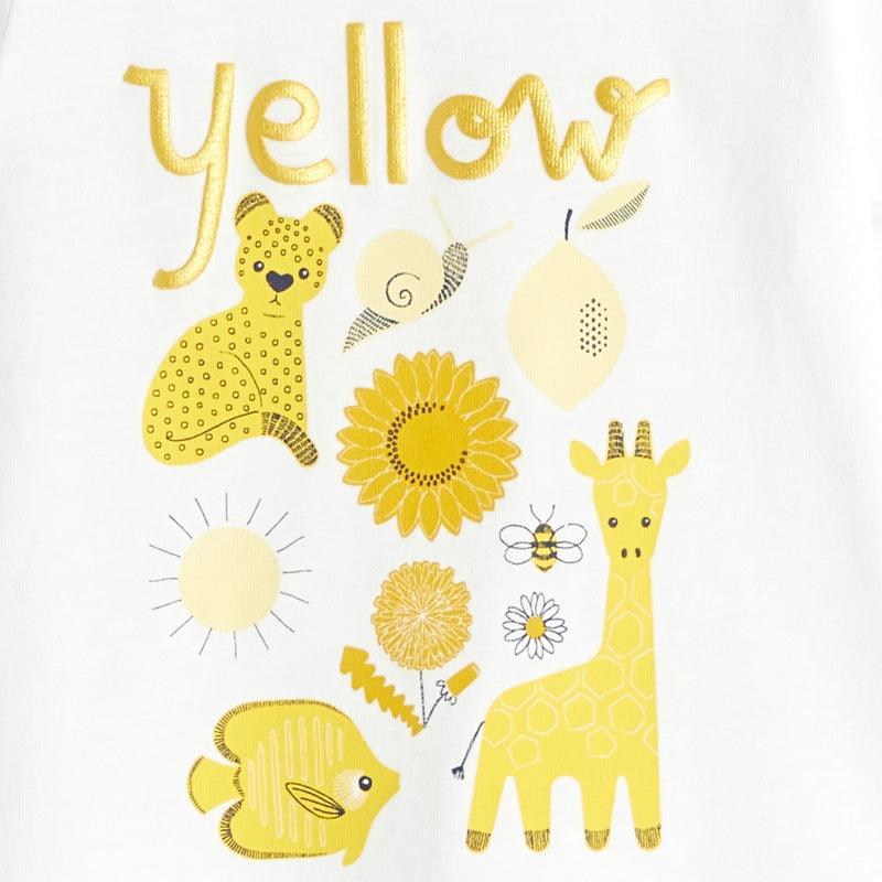 OBAIBI - חולצת טריקו חיות YELLOW לתינוקות בנות - MASHBIR//365