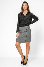 KENNETH COLE - חולצת סאטן מכופתרת בצבע שחור - MASHBIR//365