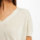 MORGAN - חולצת סריג עם פתחים בצבע בז' - MASHBIR//365 - 4