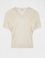 MORGAN - חולצת סריג עם פתחים בצבע בז' - MASHBIR//365