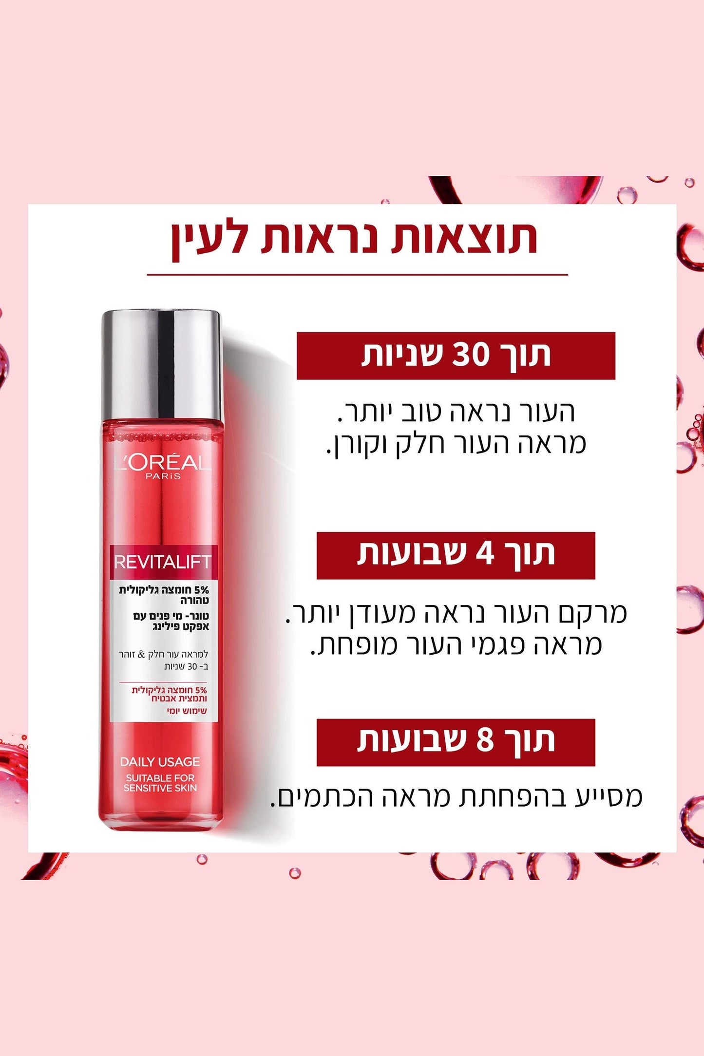 L'Oreal Paris - טונר חומצה גליקולית REVITALIFT 180 מ"ל - MASHBIR//365