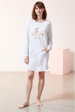 ETAM - כותונת ארוכה רקמת דב ORIANNE אפור - MASHBIR//365