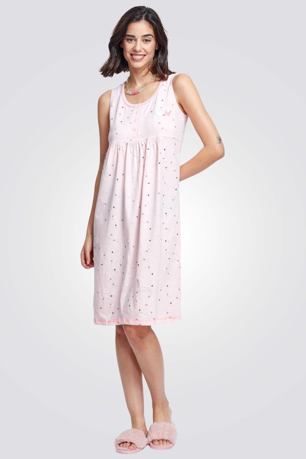 TEHABAD - כותונת בצבע ורוד עתיק והדפס פרפרים - MASHBIR//365