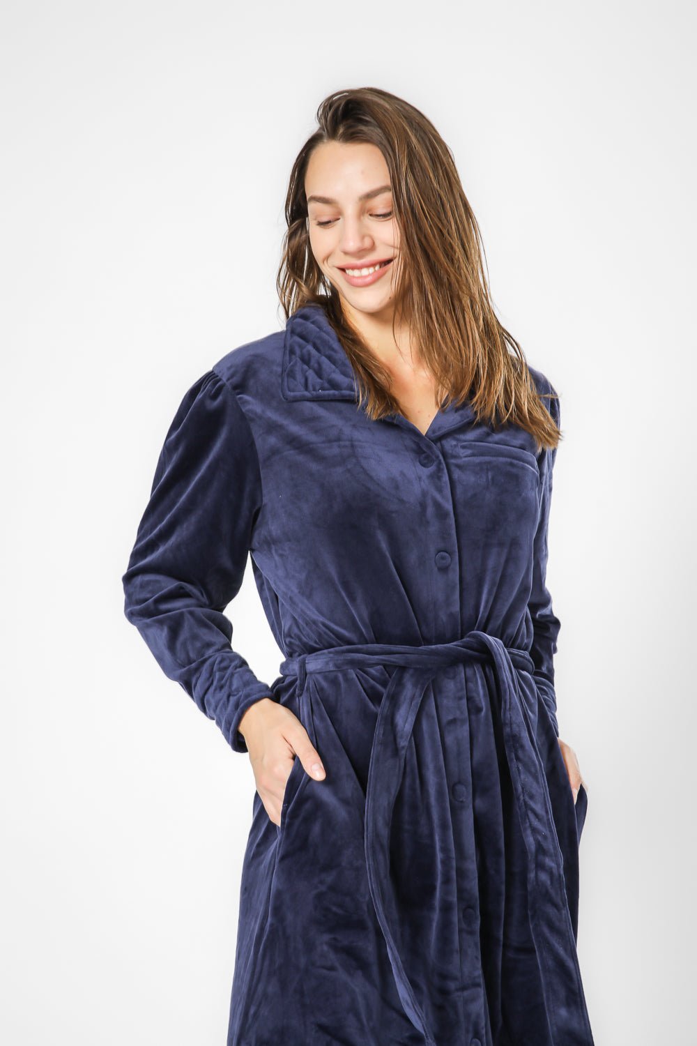 TEHABAD - כותונת כפתורים וצווארון קטיפה - MASHBIR//365