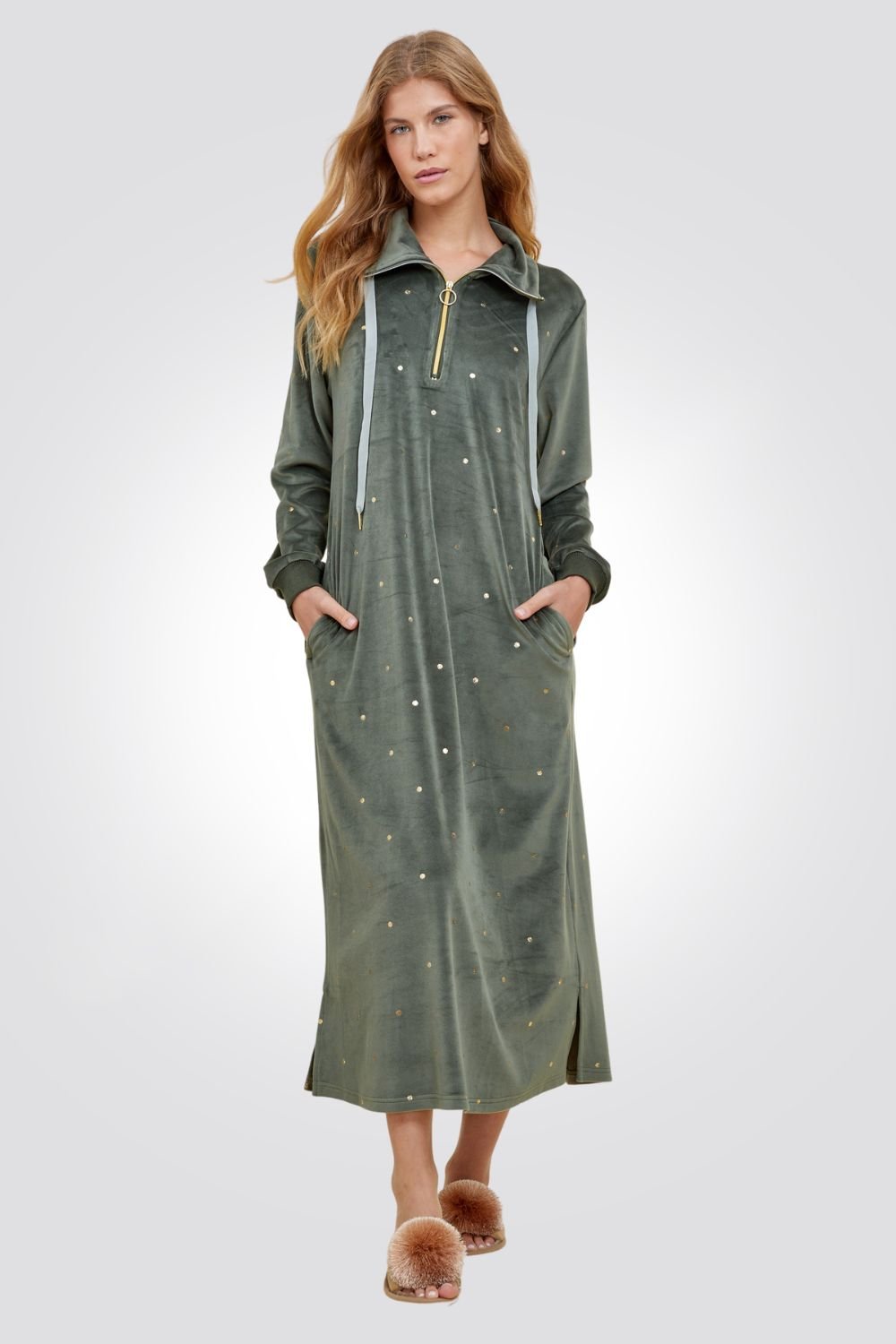 TEHABAD - כותונת קטיפה בצבע ירוק - MASHBIR//365