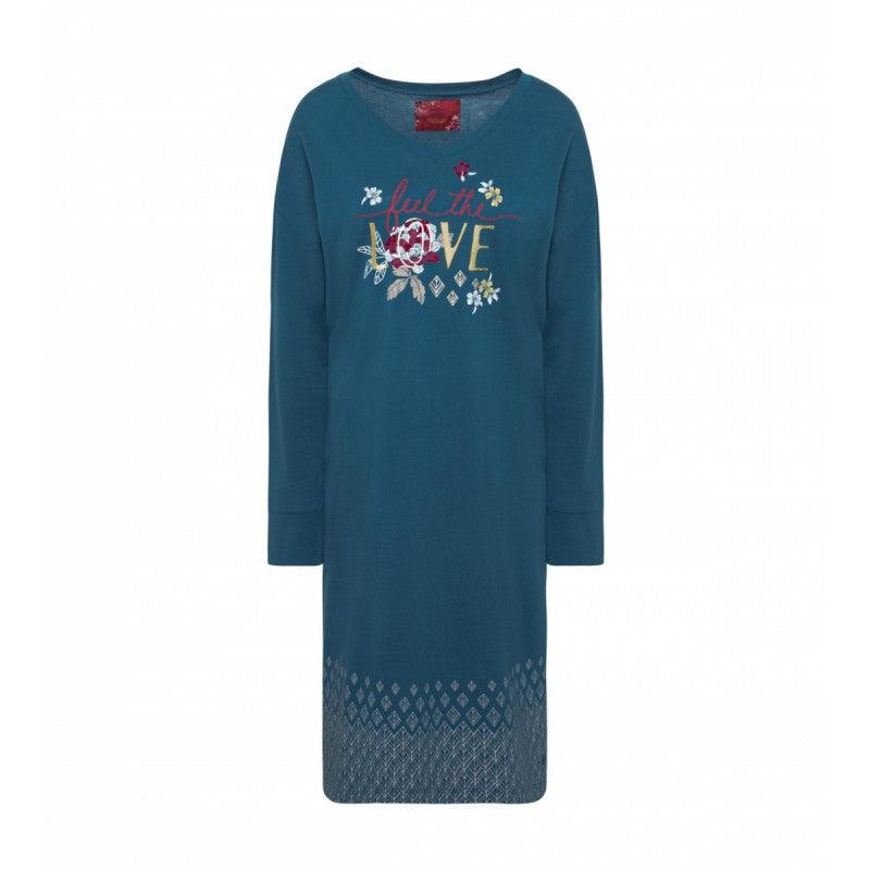 TRIUMPH - כותונת לילה עם הדפס בצבע טורקיז - MASHBIR//365