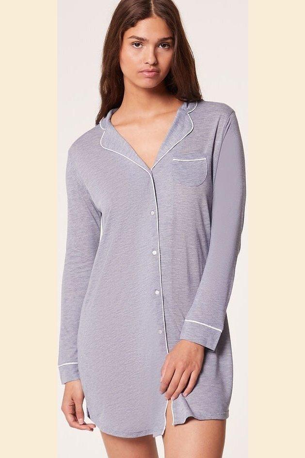 ETAM - כותונת לילה מכופתרת WARM DAY כחולה - MASHBIR//365