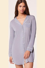 ETAM - כותונת לילה מכופתרת WARM DAY כחולה - MASHBIR//365