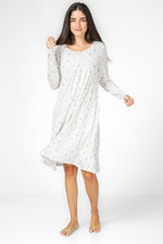 DELTA - כותונת מידי הדפס עלים בצבע אפור בהיר - MASHBIR//365