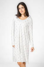 DELTA - כותונת מידי הדפס עלים בצבע אפור בהיר - MASHBIR//365