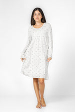 DELTA - כותונת מידי הדפס עלים בצבע אפור בהיר - MASHBIR//365