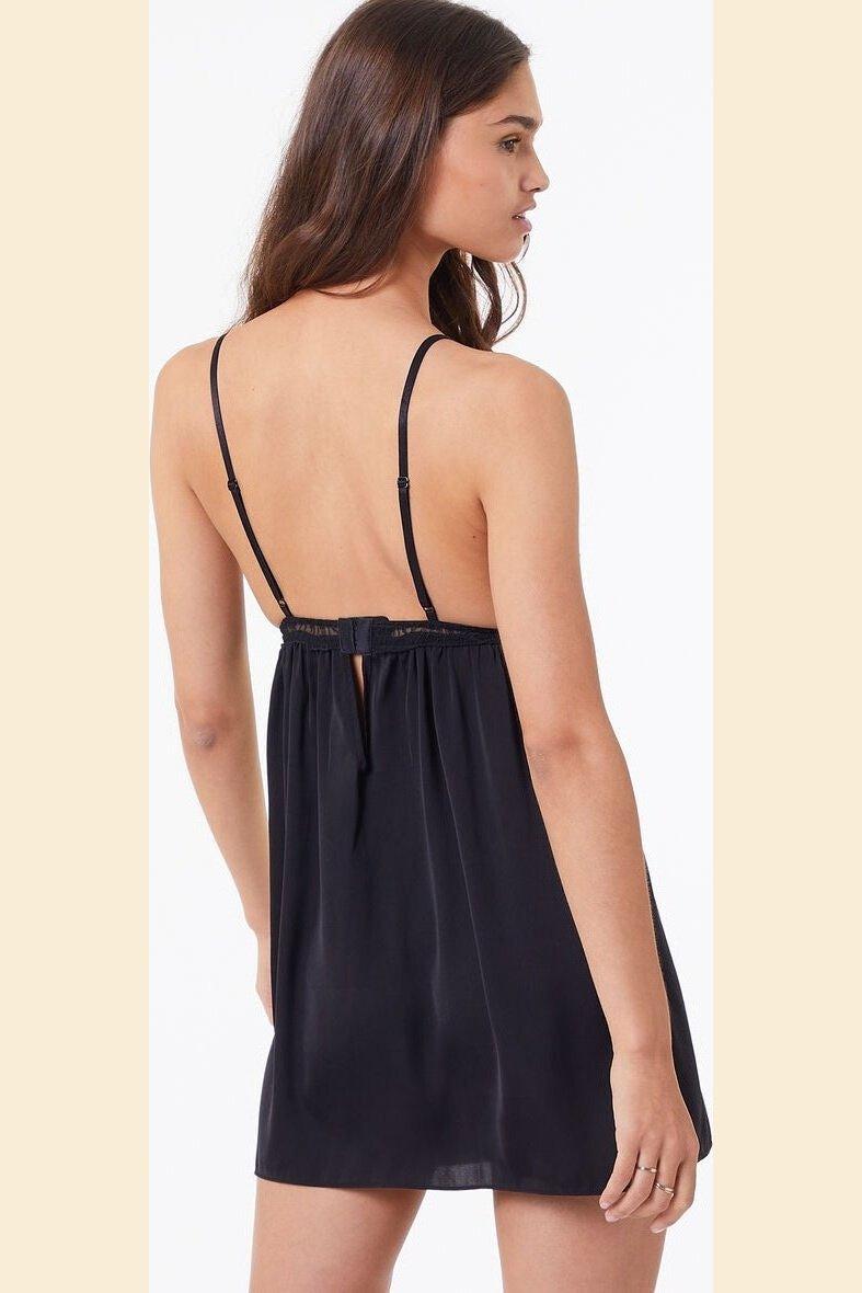 ETAM - כותונת סאטן בשילוב בד טול רקום OMBRELLE שחורה - MASHBIR//365