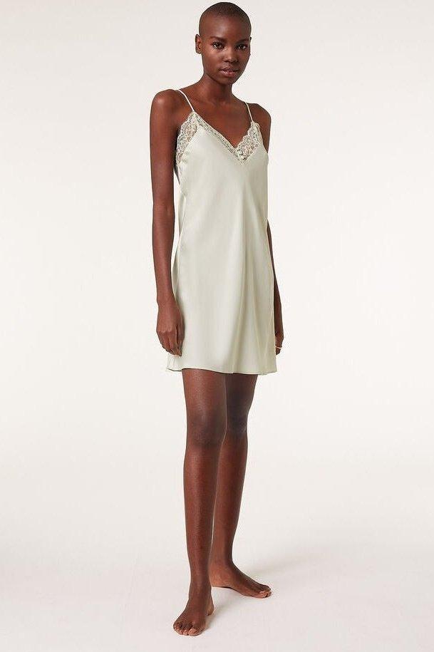 ETAM - כותונת סאטן בשילוב תחרה PASSION ירוק מנטה - MASHBIR//365