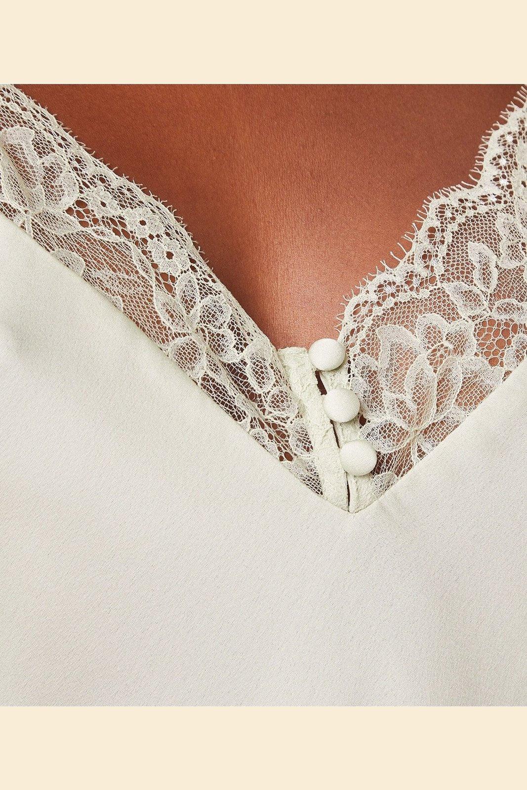 ETAM - כותונת סאטן בשילוב תחרה PASSION ירוק מנטה - MASHBIR//365