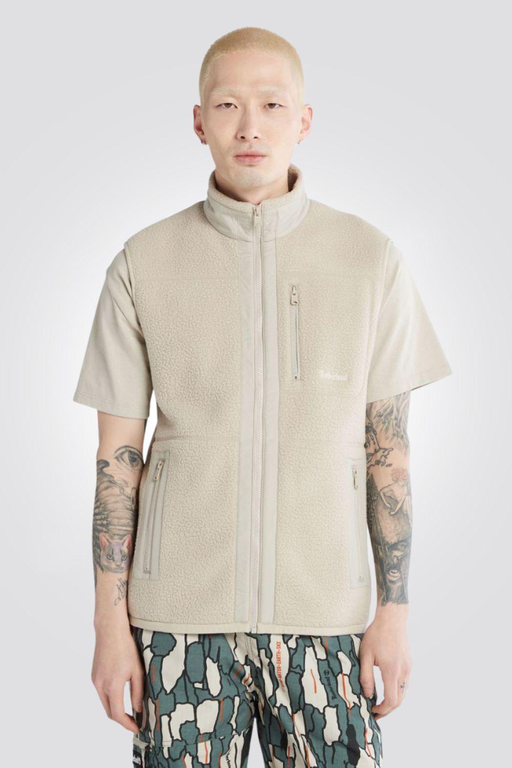 TIMBERLAND - ווסט פליז לגבר בצבע בז' - MASHBIR//365