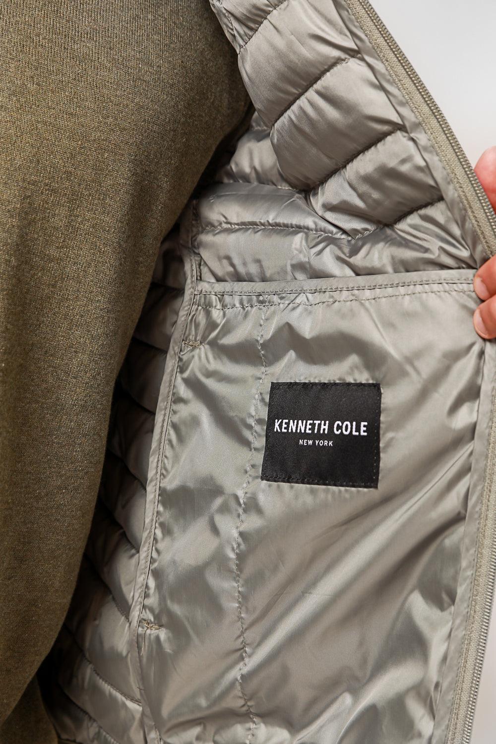 KENNETH COLE - ווסט ניילון עם צווארון בצבע ירוק זית - MASHBIR//365