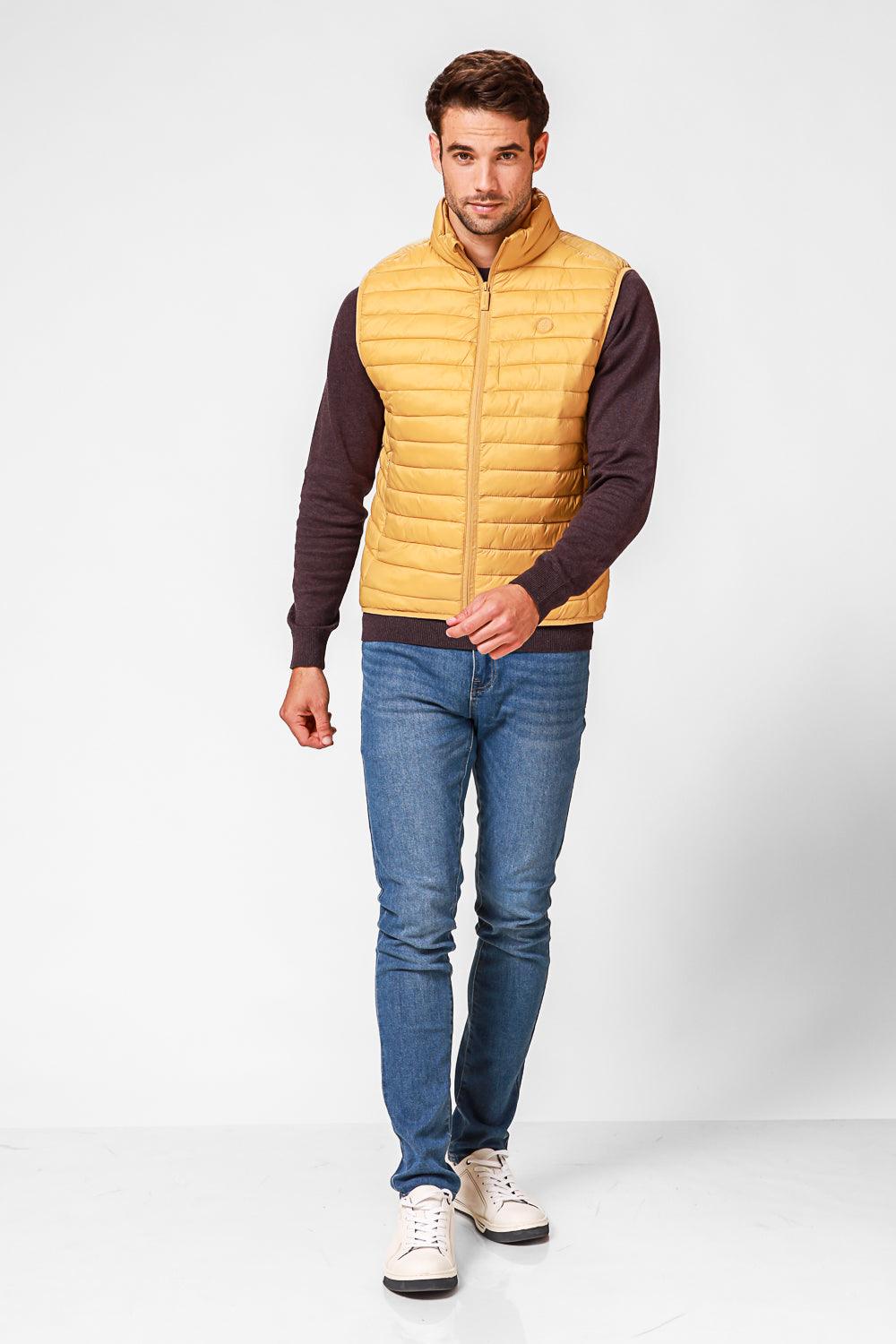 KENNETH COLE - ווסט ניילון עם צווארון בצבע חרדל - MASHBIR//365