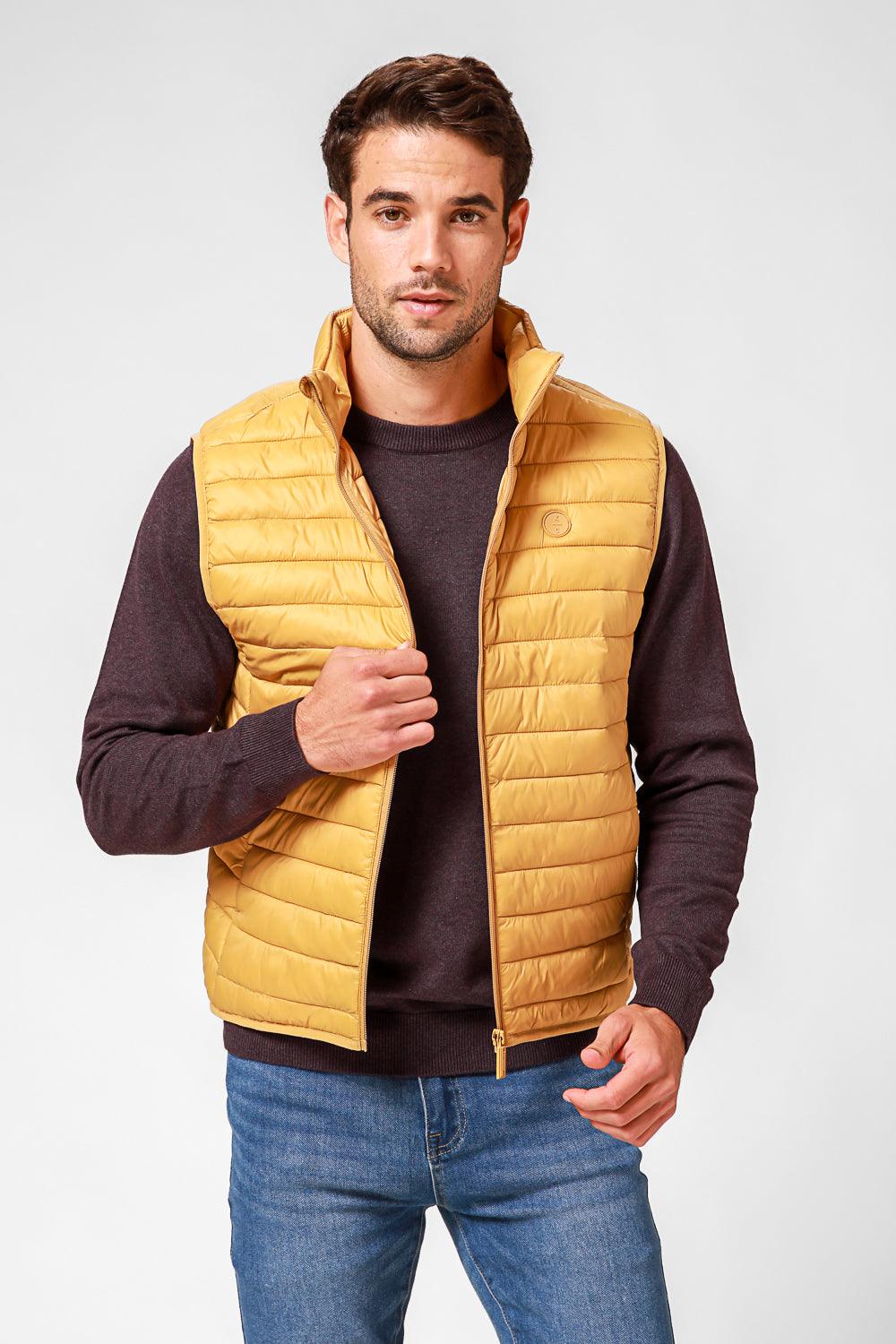 KENNETH COLE - ווסט ניילון עם צווארון בצבע חרדל - MASHBIR//365