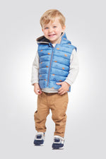 OBAIBI - ווסט נילון בנים בצבע תכלת הדפס דינוזאור - MASHBIR//365