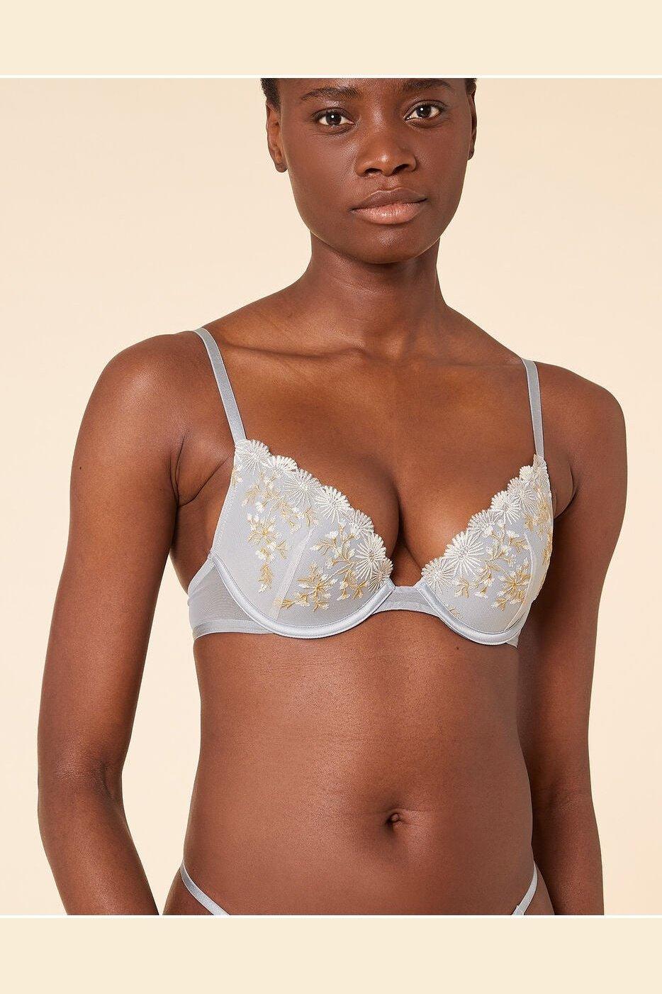 ETAM - חזיית פוש אפ מעוטרת רקמה BONHEUR תכלת - MASHBIR//365