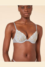 ETAM - חזיית פוש אפ מעוטרת רקמה BONHEUR תכלת - MASHBIR//365