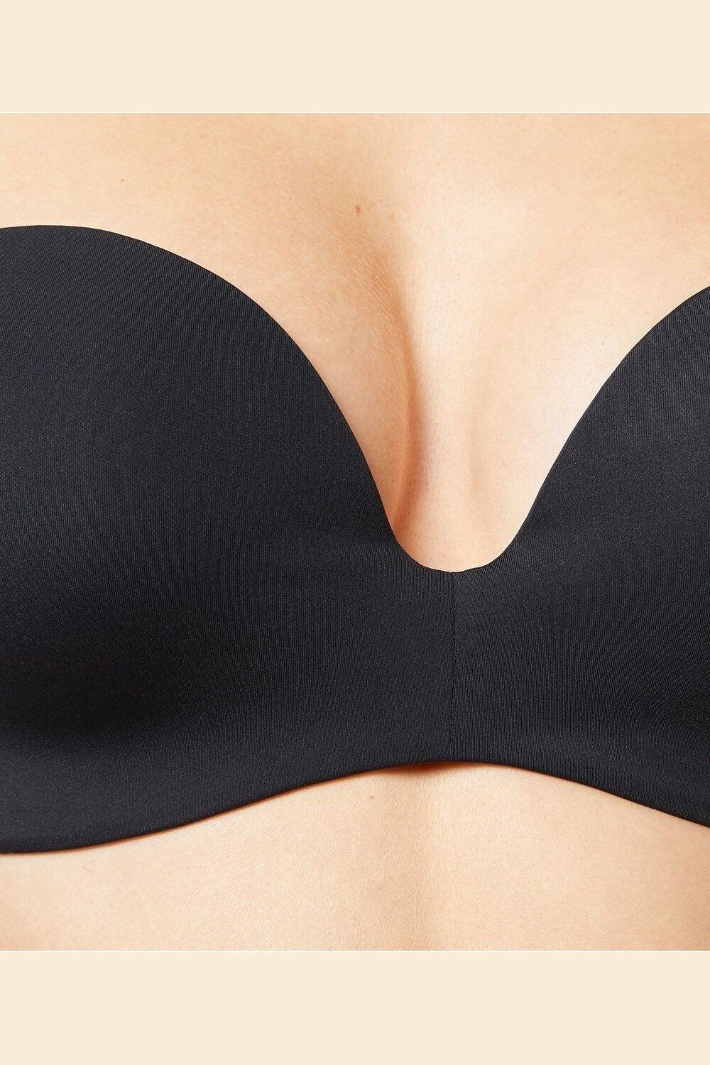 ETAM - חזיית פוש אפ סטרפלס מיקרופייבר PURE FIT שחורה - MASHBIR//365