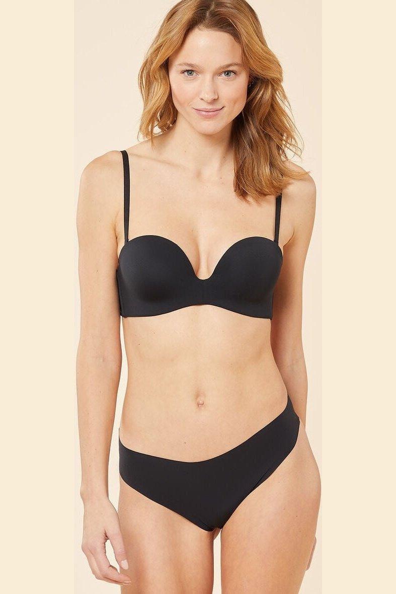 ETAM - חזיית פוש אפ סטרפלס מיקרופייבר PURE FIT שחורה - MASHBIR//365